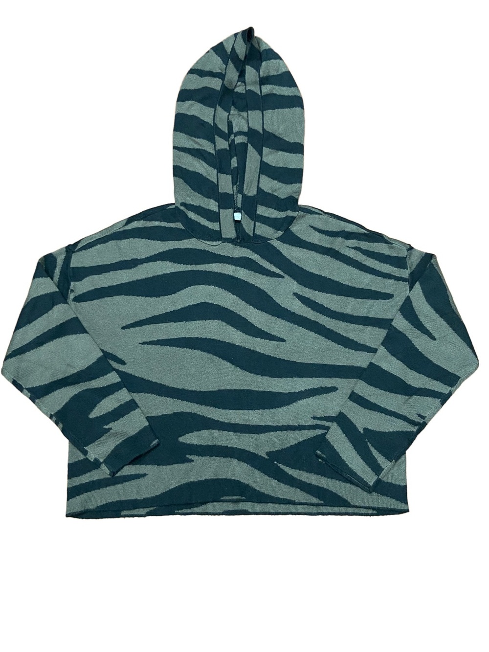 Anthropologie Women's
XS Kasia Knit Hoodie in Olive Green & Black Zebra Print - Picture 5 of 8